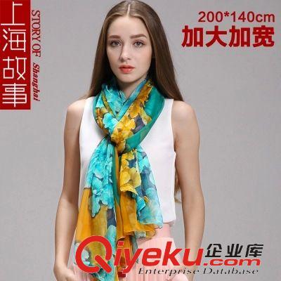 秋冬季圍巾 上海故事雪紡沙灘巾絲巾秋冬季長款百搭女圍巾超大披肩批發廠家原始圖片3
