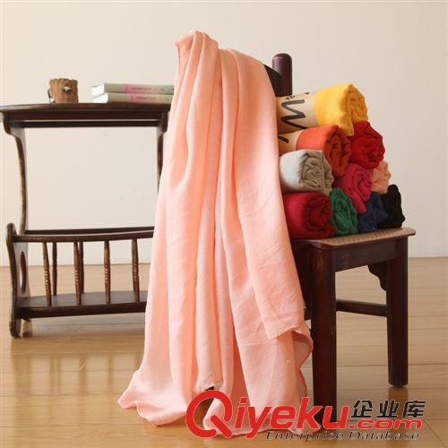 女款 新款圍巾批發(fā)女冬季韓國(guó)時(shí)尚純色鉆石紋棉麻圍巾超大保暖圍脖披肩原始圖片2