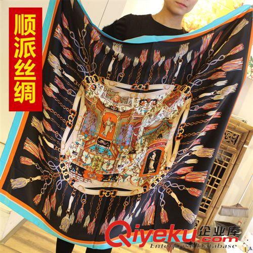 真絲大方巾110cm 【順派絲綢】真絲大方巾 雅典壁畫(huà) 時(shí)尚百搭 印花卷邊 包郵代發(fā)