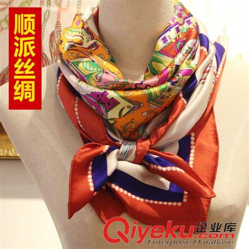 真絲大方巾110cm 【順派絲綢】真絲大方巾 雅典壁畫(huà) 時(shí)尚百搭 印花卷邊 包郵代發(fā)