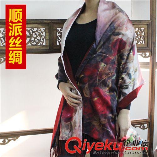 披肩 【順派絲綢】花卉斜紋披肩 {dj0}桑蟬絲 真絲披肩 一件代發 包郵