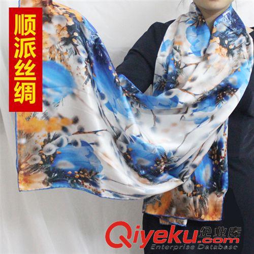 圍巾 供應(yīng)新款保暖秋冬真絲圍巾 gd秋冬噴花桑蠶絲卷邊圍巾廠家批發(fā)