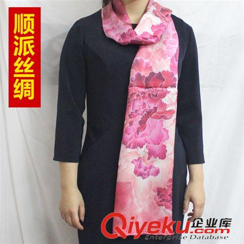 圍巾 【順派絲綢】情迷牡丹 蘇州絲綢 真絲圍巾復(fù)古民族 裝飾卷標(biāo)包郵