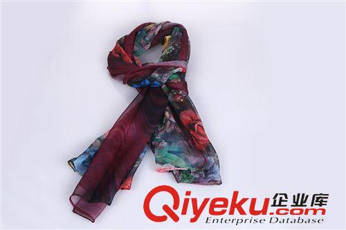 圍巾 gd數(shù)碼噴繪印玫瑰花真絲春秋新款女士桑蠶絲巾