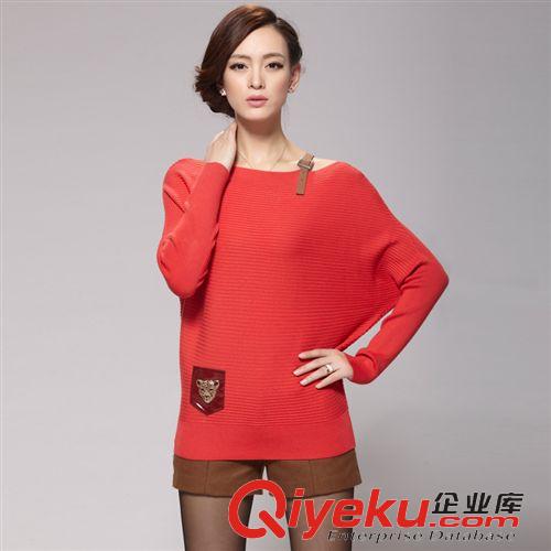 春裝熱銷 春款女式大圓領(lǐng)蝙蝠衫純色平板針織抗起球毛衣廠家批發(fā)原始圖片2