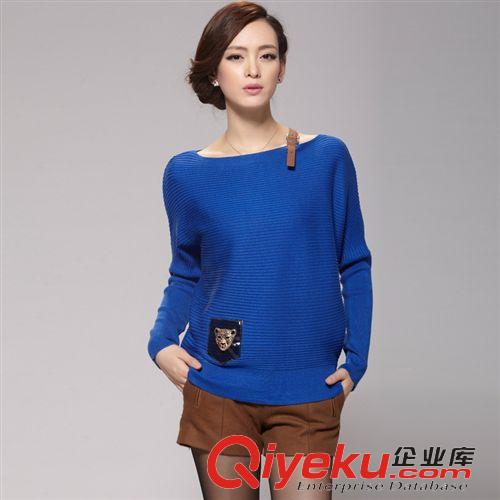 春裝熱銷 春款女式大圓領(lǐng)蝙蝠衫純色平板針織抗起球毛衣廠家批發(fā)原始圖片3