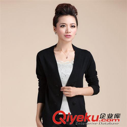 小西裝 春裝女式休閑針織開衫純色V領短裝小西服款女式毛衣原始圖片2