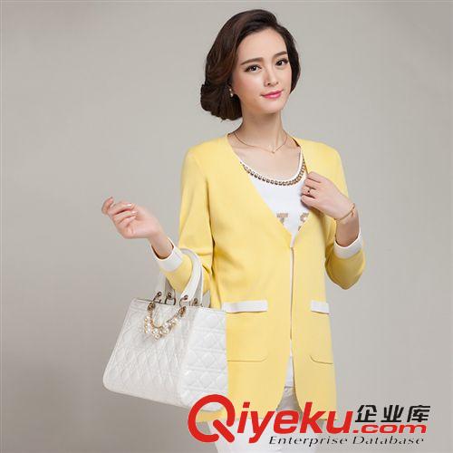 小西裝 2015新款女式小西服式針織開衫修身時(shí)尚休閑毛衣熱銷款