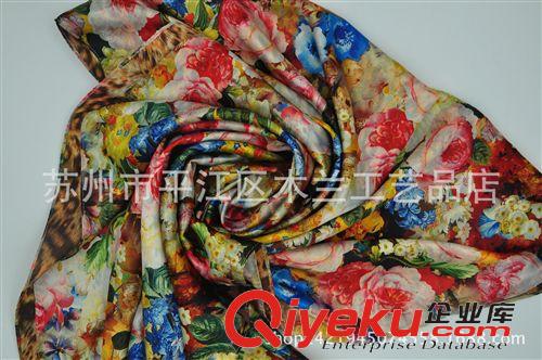 絲綢  緞面長巾 2015廠家直銷批發 數碼噴繪 雙面印花牡丹 絲綢女士圍巾原始圖片3
