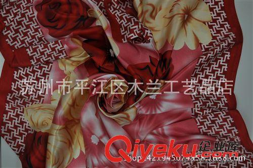 仿絲  大方巾 牡丹花型絲綢大方巾 蘇州絲綢 圍巾 絲巾批發原始圖片3
