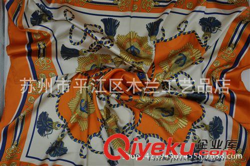 仿絲  大方巾 馬車鏈條型 蘇州絲綢 仿真絲大方巾 絲綢圍巾 廠家直銷批發原始圖片2