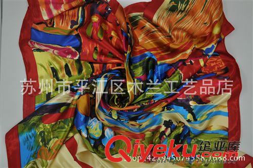 仿絲  大方巾 梵高的作品 絲綢大方巾 仿真絲 大方巾 蘇州絲綢 圍巾批發(fā)原始圖片2
