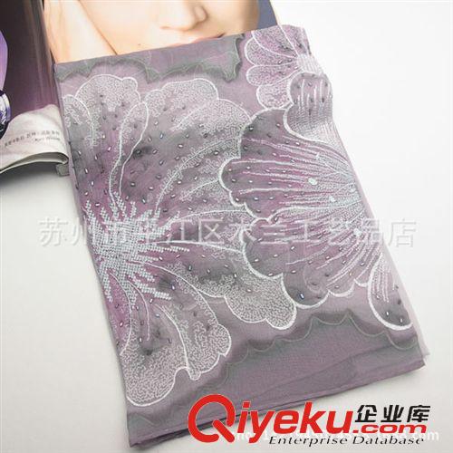 蘇繡真絲長(zhǎng)巾 蘇州絲綢{bfb}桑蠶絲 真絲圍巾 漸變色繡花長(zhǎng)絲巾 廠家直銷(xiāo) 批發(fā)原始圖片3