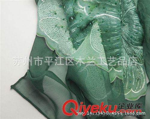 蘇繡真絲長巾 蘇州絲綢{bfb}桑蠶絲 真絲圍巾 漸變色繡花長絲巾 廠家直銷 批發原始圖片3