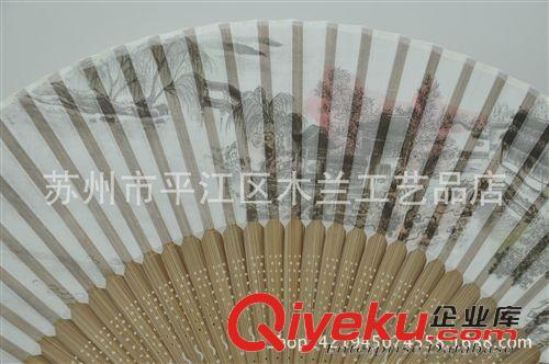 竹節(jié)真絲女扇 蘇州扇子 工藝扇 頭青扇骨 竹節(jié)雕刻真絲女扇 竹子 荷花圖