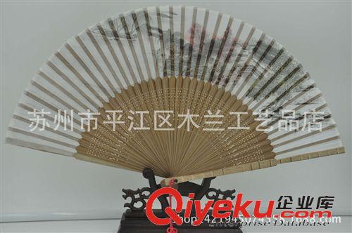 竹節(jié)真絲女扇 蘇州扇子 工藝扇 頭青扇骨 竹節(jié)雕刻真絲女扇 太湖圖原始圖片2