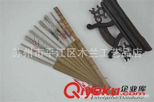 竹節(jié)真絲女扇 蘇州扇子 工藝扇 頭青扇骨 竹節(jié)雕刻真絲女扇 梅蘭竹菊?qǐng)D原始圖片3