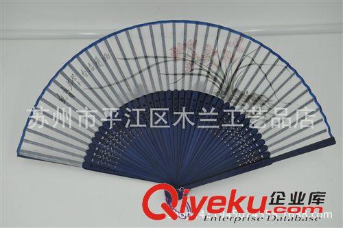 竹節(jié)真絲女扇 蘇州扇子 工藝扇 頭青扇骨 竹節(jié)雕刻真絲女扇 蘭花圖原始圖片2