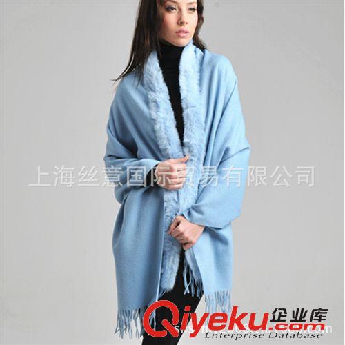 皮草類 供應(yīng)兔毛寬領(lǐng)披肩|羊絨圍巾|羊毛披肩|四邊毛披肩原始圖片3