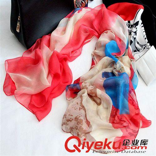 2015春夏新款 2015新品桑蠶絲圍巾杭州絲巾夏季防曬披肩印花雪紡圍巾批發女原始圖片2