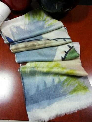 走秀爆款 走秀爆款手繪絲羊絨長巾短流蘇秋冬絲羊毛圍巾劉嘉玲同款圍巾原始圖片2