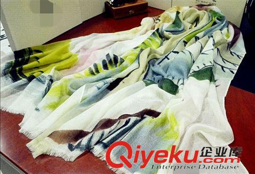 走秀爆款 走秀爆款手繪絲羊絨長巾短流蘇秋冬絲羊毛圍巾劉嘉玲同款圍巾原始圖片3