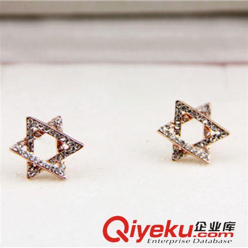 時尚飾品-防過敏 不規(guī)則水鉆韓版女式耳釘 精細(xì)點鉆耳飾 個性三角形五角星耳環(huán)
