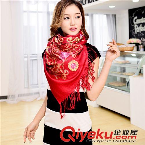 圍巾專區(qū) 2014新款仿羊絨圍巾花型刺繡中國風(fēng)女士優(yōu)雅名媛可披肩圍脖 批發(fā)原始圖片2
