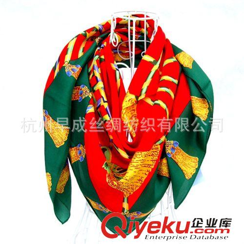 出口訂單圍巾Export Order Scarves 出口美國絲巾訂單 杭州工廠{bfb}真絲桑蠶絲大方巾107CM 中國結(jié)原始圖片2