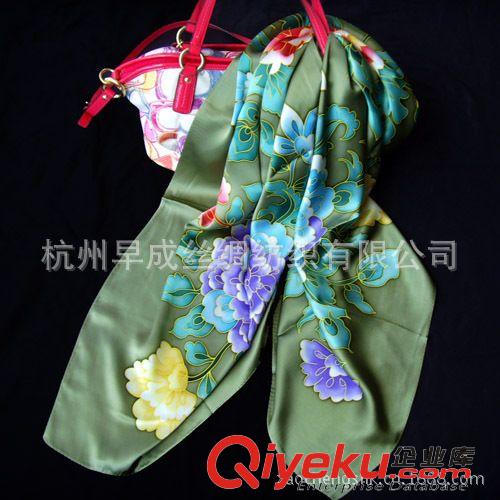 真絲手繪絲巾Silk Handpaint Scarf 杭州廠家定做批發(fā)手繪絲巾 新款重磅真絲素縐緞大方巾圍巾110CM