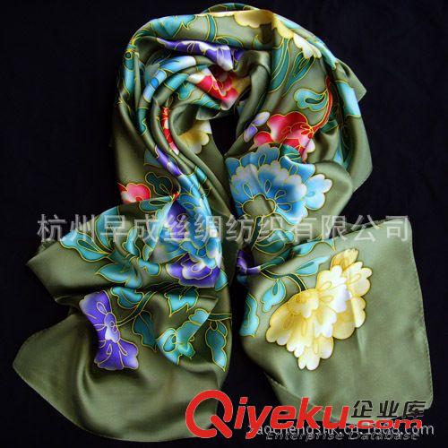 真絲手繪絲巾Silk Handpaint Scarf 杭州廠家定做批發(fā)手繪絲巾 新款重磅真絲素縐緞大方巾圍巾110CM