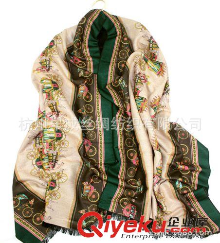 數(shù)碼噴繪絲巾Digital Print Scarve 新款范冰冰同款馬車圍巾 好手感zz羊毛羊絨長絲巾圍巾披肩