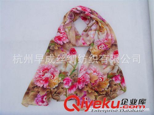 數(shù)碼噴繪絲巾Digital Print Scarve 杭州工廠圍巾 批發(fā)定做真絲圍巾 {bfb}桑蠶絲數(shù)碼噴繪牡丹長巾披肩