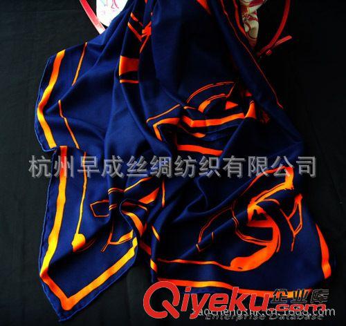 仿真絲實(shí)惠絲巾Silk-like Scarves 杭州早成絲綢新款絲巾 化纖圍巾 仿真絲斜紋綢圍巾140CM大方巾原始圖片2