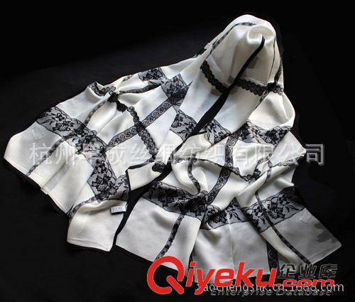 絲綢面料Silk Fabrics 新款熱銷 現貨供應蕾絲華倫絲巾圍巾大氣高貴 喬其緞長絲巾披肩