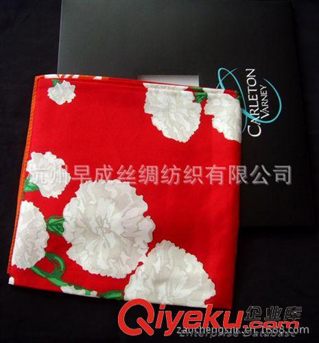 絲綢面料Silk Fabrics {dj2}CV外貿訂單絲巾 中國紅圍巾 真絲斜紋綢大方巾數碼噴繪圍巾原始圖片3