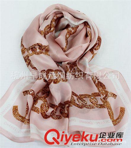 絲綢面料Silk Fabrics 新款現貨熱銷 春夏秋冬鏈條好手感真絲絲巾圍巾 桑蠶絲長絲巾披肩