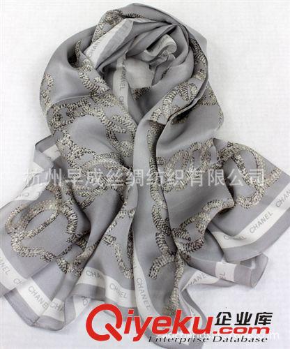 絲綢面料Silk Fabrics 新款現貨熱銷 春夏秋冬鏈條好手感真絲絲巾圍巾 桑蠶絲長絲巾披肩