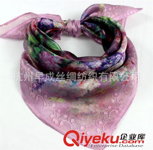 12月上新New Arrival OL辦公室白領絲巾 花朵絲綢圍巾 女士真絲絲巾 噴繪小方巾55CM原始圖片2