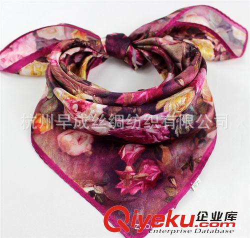 12月上新New Arrival OL辦公室白領絲巾 花朵絲綢圍巾 女士真絲絲巾 噴繪小方巾55CM原始圖片3