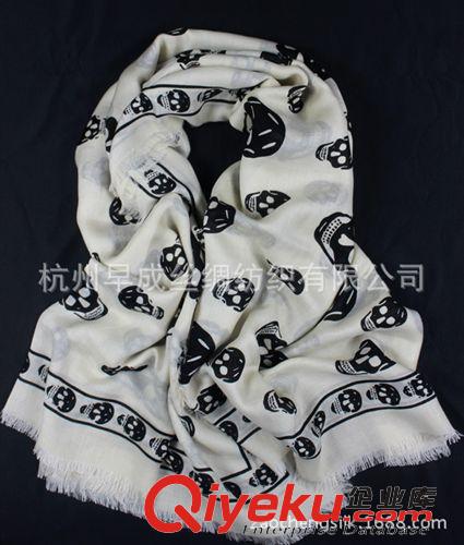 9月上新New Arrival 經(jīng)典骷髏頭圍巾披肩 柔軟舒適秋冬羊絨絲巾 拉須毛邊大方巾140CM原始圖片2