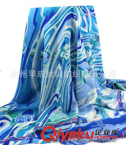 8月上新New Arrival 杭州圍巾工廠熱賣gd禮品圍巾 海天一色真絲羊絨大方巾 140CM