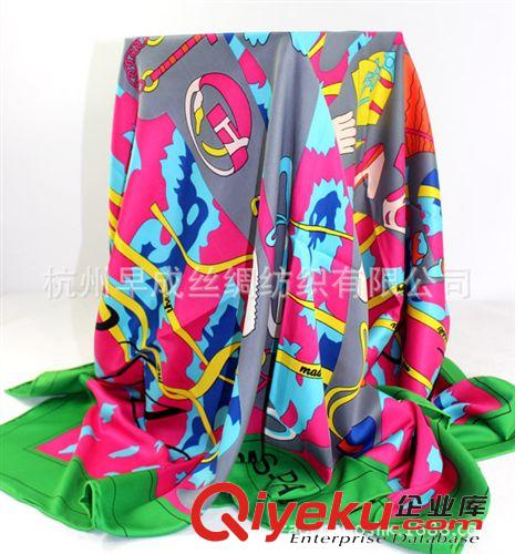 7月上新New Arrival 杭州早成絲綢2014秋冬新款絲巾圍巾 真絲斜紋大方巾駿馬披肩140CM