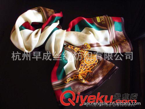 真絲長(zhǎng)巾Silk Long Scarves 3色可選{zx1}G訂單 宮庭鎖鏈款 真絲喬其緞?wù)渲楣鉂砷L(zhǎng)絲巾圍巾披肩