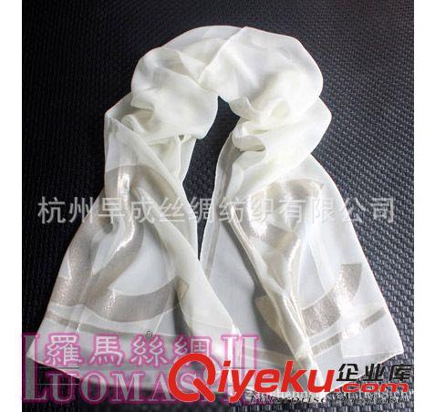 真絲長(zhǎng)巾Silk Long Scarves 高圓圓同款桑蠶絲長(zhǎng)巾 新款大牌風(fēng)高檔金絲刺繡真絲圍巾絲巾披肩原始圖片2