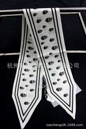 真絲長(zhǎng)巾Silk Long Scarves 黑白經(jīng)典款包帶絲巾 手腕絲巾 真絲頭巾發(fā)帶 真絲雙層腕巾90CM