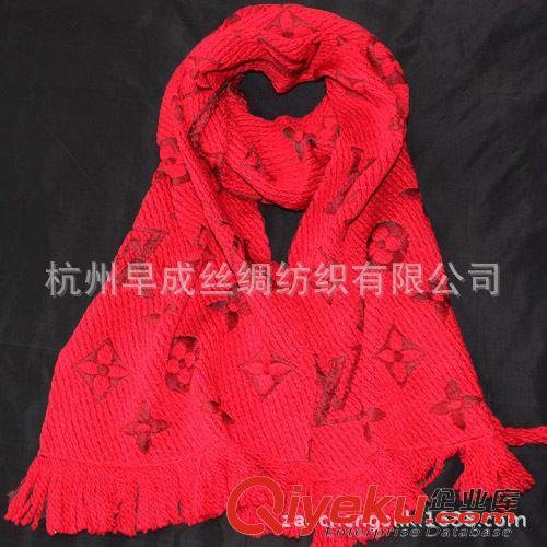 真絲長巾Silk Long Scarves 唐嫣同款L家明星款圍巾 真絲羊絨秋冬爆款圍巾絲巾 高檔提花圍巾原始圖片2