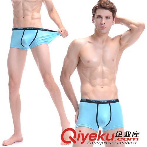 男士內(nèi)褲 廠家直銷 男士內(nèi)褲純色 2條盒裝竹纖維平角褲 U凸純棉四角內(nèi)褲男原始圖片2