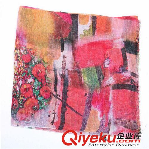 亞麻圍巾類 2013年新款女式 印花長巾/披肩/圍巾真亞麻噴繪 梵高的向日葵原始圖片2