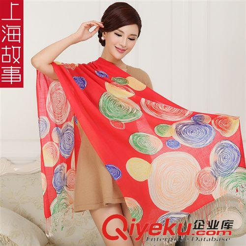 2014秋冬新品發(fā)布 上海故事正品新款純羊毛女士圍巾披肩兩用2014秋冬廠家直銷禮物原始圖片2